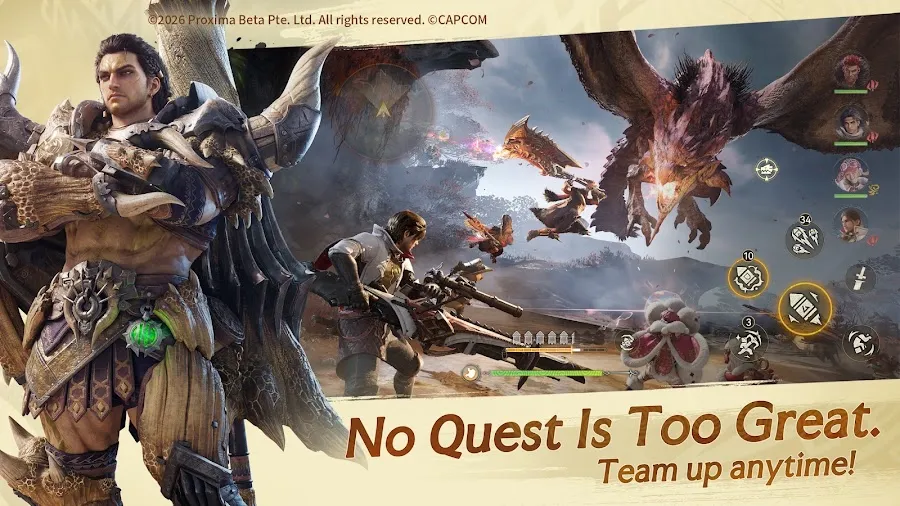 Monster Hunter Outlanders Android screenshot – weapons and co-op hunt