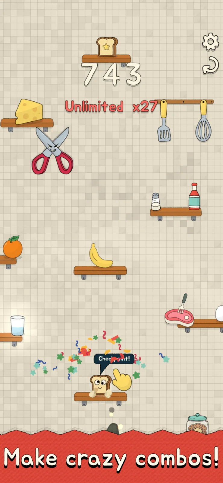 Oh Snack Android screenshot – climbing the kitchen for a high score