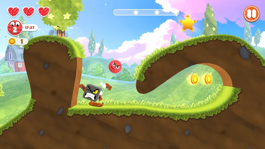 Red Ball Forever APK screenshot – red ball jumping through a 2.5D level